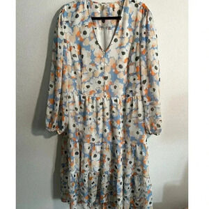 Joie Boho Printed Floral Fields Tiered Midi Dress XXL